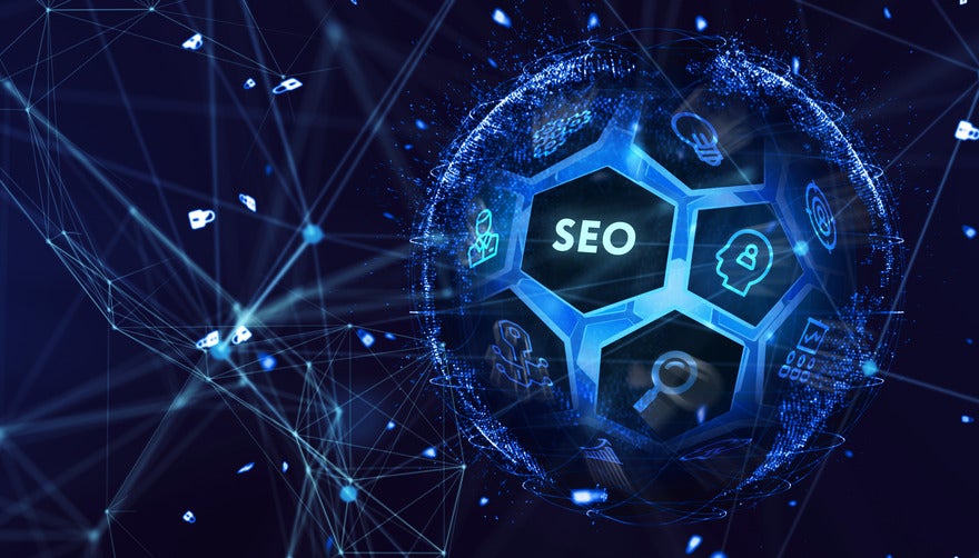 What is parasite SEO Graphic of a blue sphere with an SEO segment highlighted