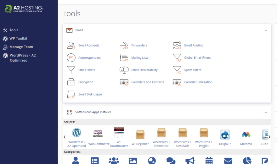 A2 Hosting cPanel (1) A2 Hosting cPanel dashboard