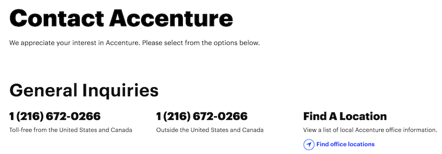 Accenture contact us page screenshot Accenture contact us page