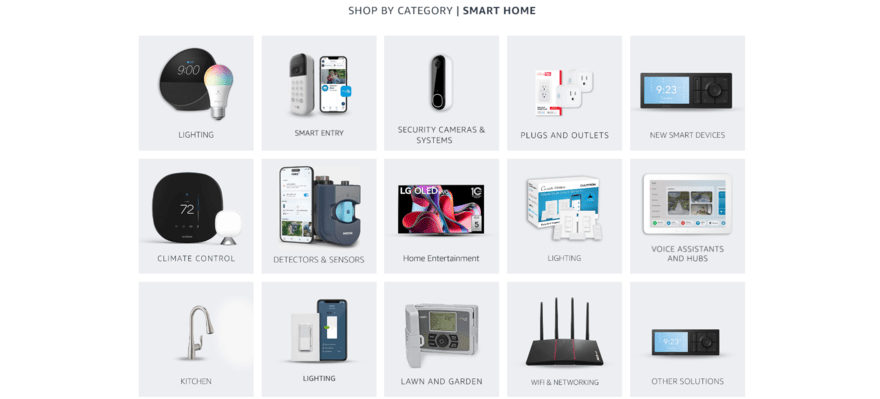Amazon smart products Amazon's webpage showing its smart home devices