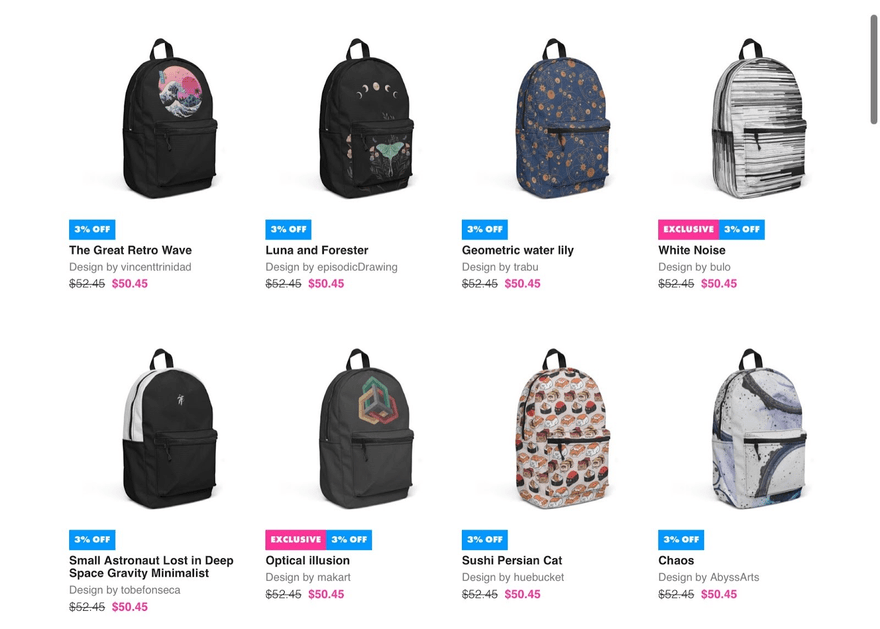 best selling print on demand backpacks threadless Catalog of print on demand backpacks available on Threadless