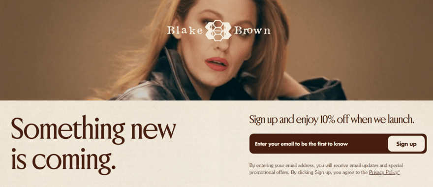 Blake Lively Shopify website Blake Lively's Shopify website homepage for her brand Blake Brown