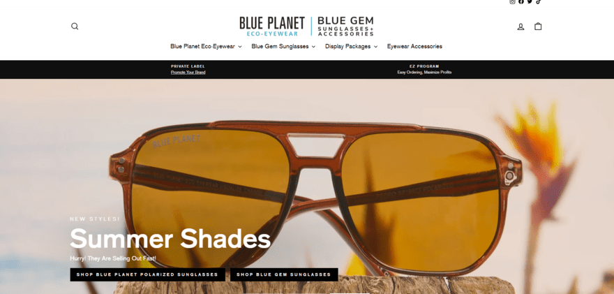 blue gem Large image of a pair of brown summer sunglasses on the blue gem home page