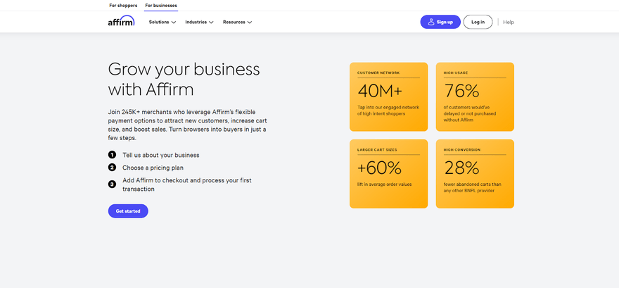 BNPL affirm company website