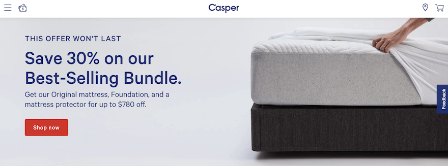 Casper homepage screenshot Casper homepage screenshot
