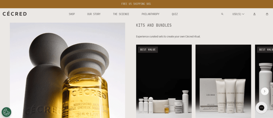 Cecred Beyonce's Cecred haircare website showing product images of hair products