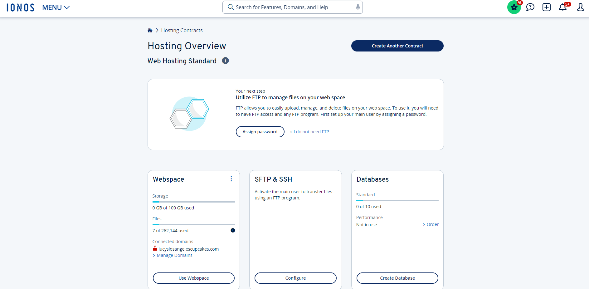 chrome_fh6CYIQgYm IONOS homepage for hosting management