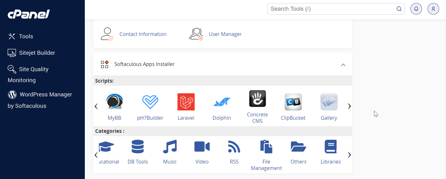 chrome_iTa1JGh2k0 selection of apps available on cPanel