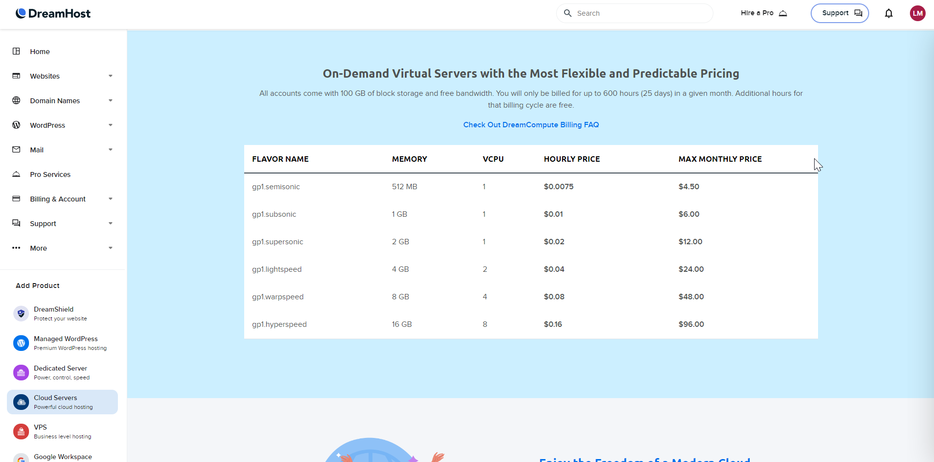 chrome_klAsuiLxS4 DreamHost Cloud hosting prices