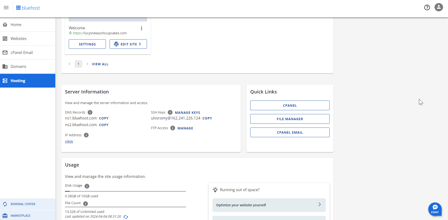 chrome_lXRAvRy9GN Bluehosts main page for hosting