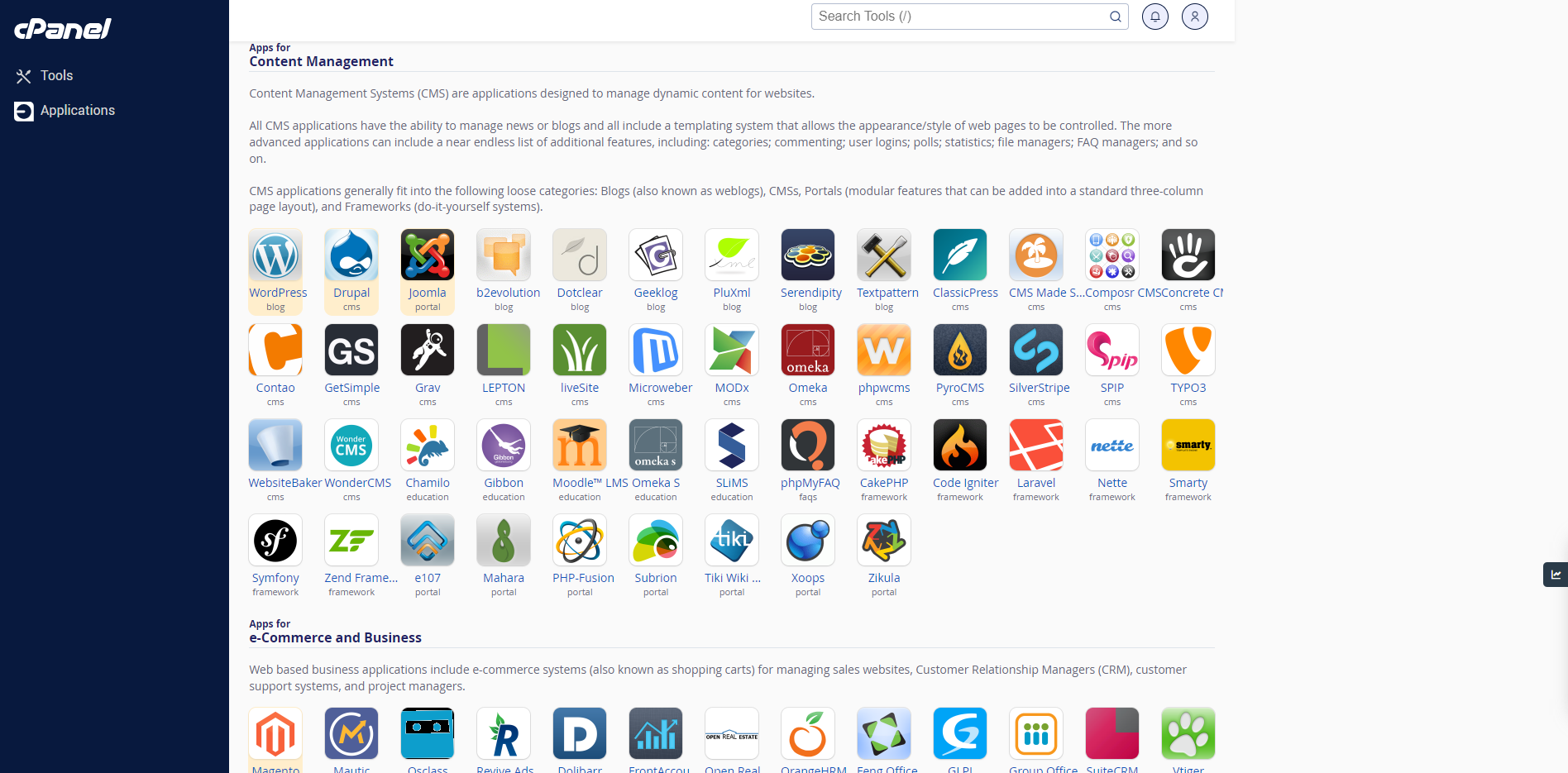 chrome_qEtCOohFEu GoDaddy cPanel CMS installtion page