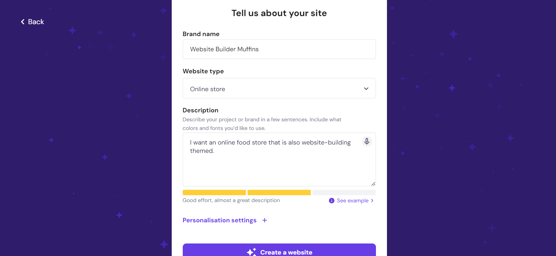 chrome_siW1hy5G8w Hostinger's AI Website Builder prompt page