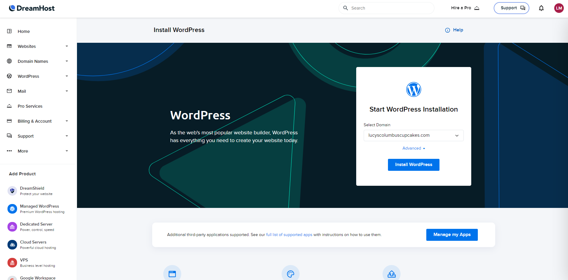 chrome_xgd3amwt8V DreamHost WordPress page