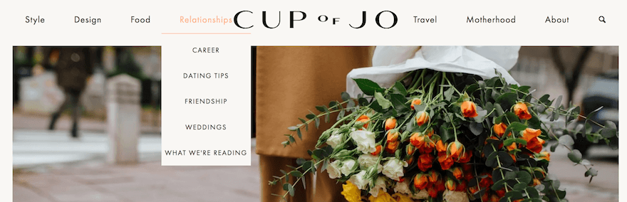 Cup of Jo top menu bar screenshot Cup of Jo top menu bar screenshot