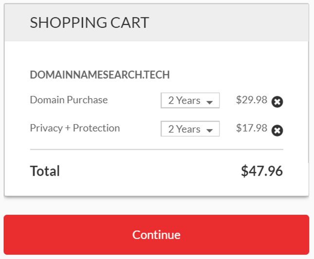 domain checkout domain name checkout page