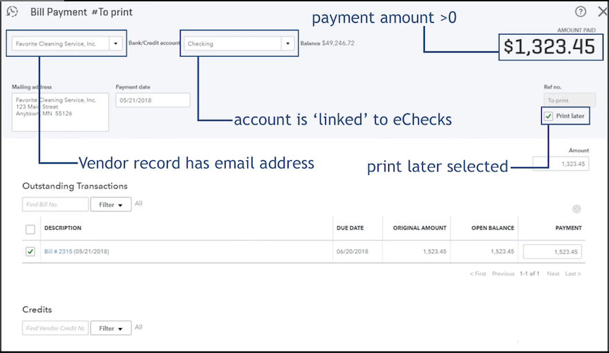 eCheck Echeck example
