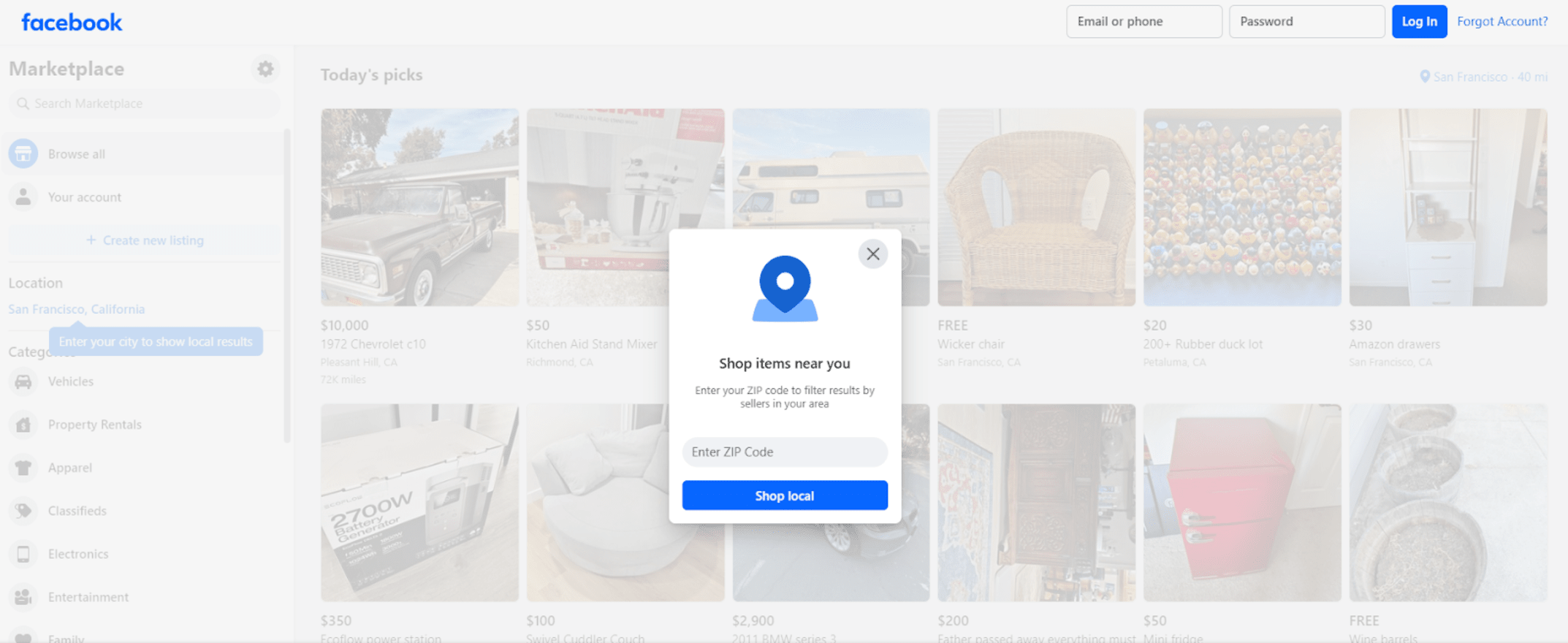 Free advertising Facebook Marketplace facebook marketplace prompt to enter zip code