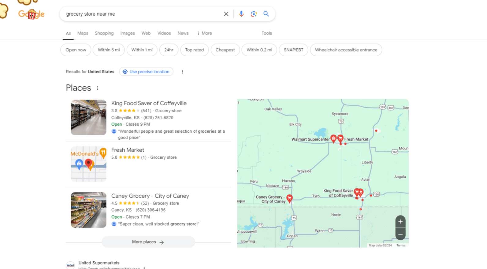 Free advertising GBP screenshot of Google business profile in the search results page of google