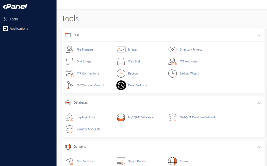GoDaddy cPanel GoDaddy cPanel dashboard