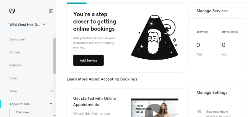 godaddy review booking GoDaddy's booking page with metrics and analytics