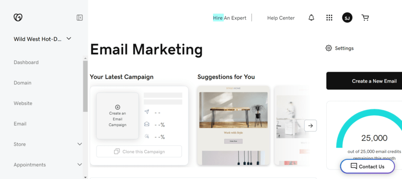 godaddy review email marketing GoDaddy's email marketing dashboard
