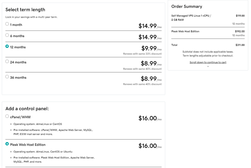GoDaddy VPS checkout aspnet hosting GoDaddy checkout page for a VPS hosting plan