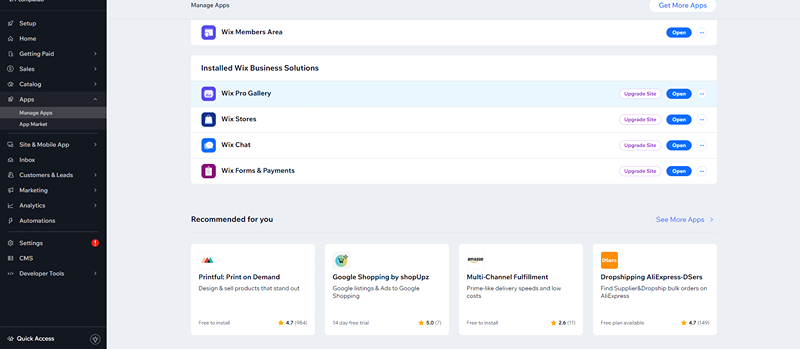 Godaddy vs Wix wix apps wix app management in the backend