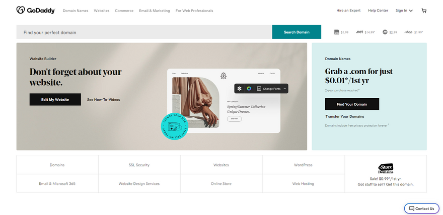 GoDaddy Website GoDaddy website