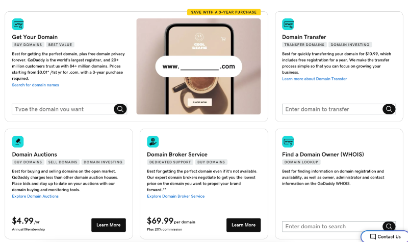 GoDaddyDomainOptions GoDaddy domain package options