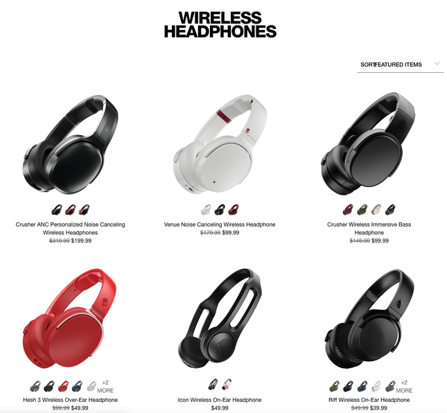 good product photos on Skullcandy website ecommerce best practice - good product photos