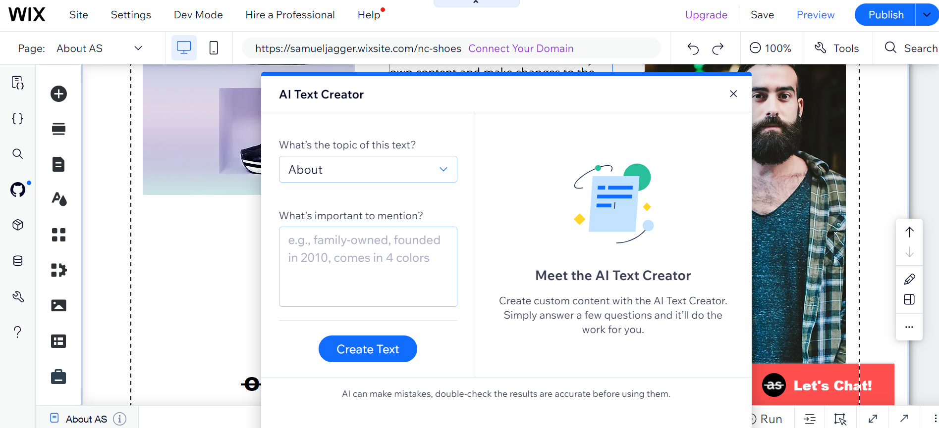 Grammarly.Desktop_2EMJ4aSKmW Wix AI Text Creator for an About Us page