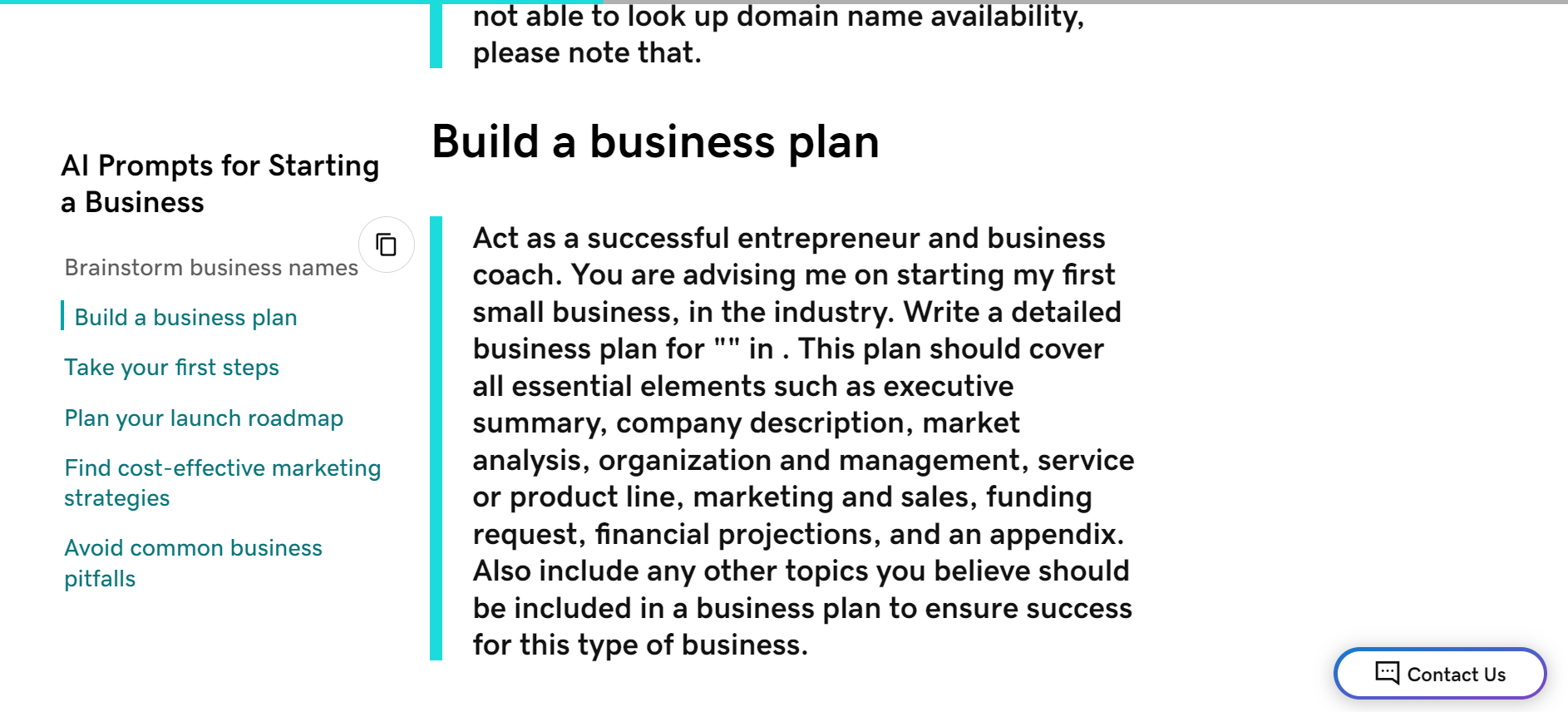 Grammarly.Desktop_gfFpoBpZ4t GoDaddy ai prompt for starting a business plan