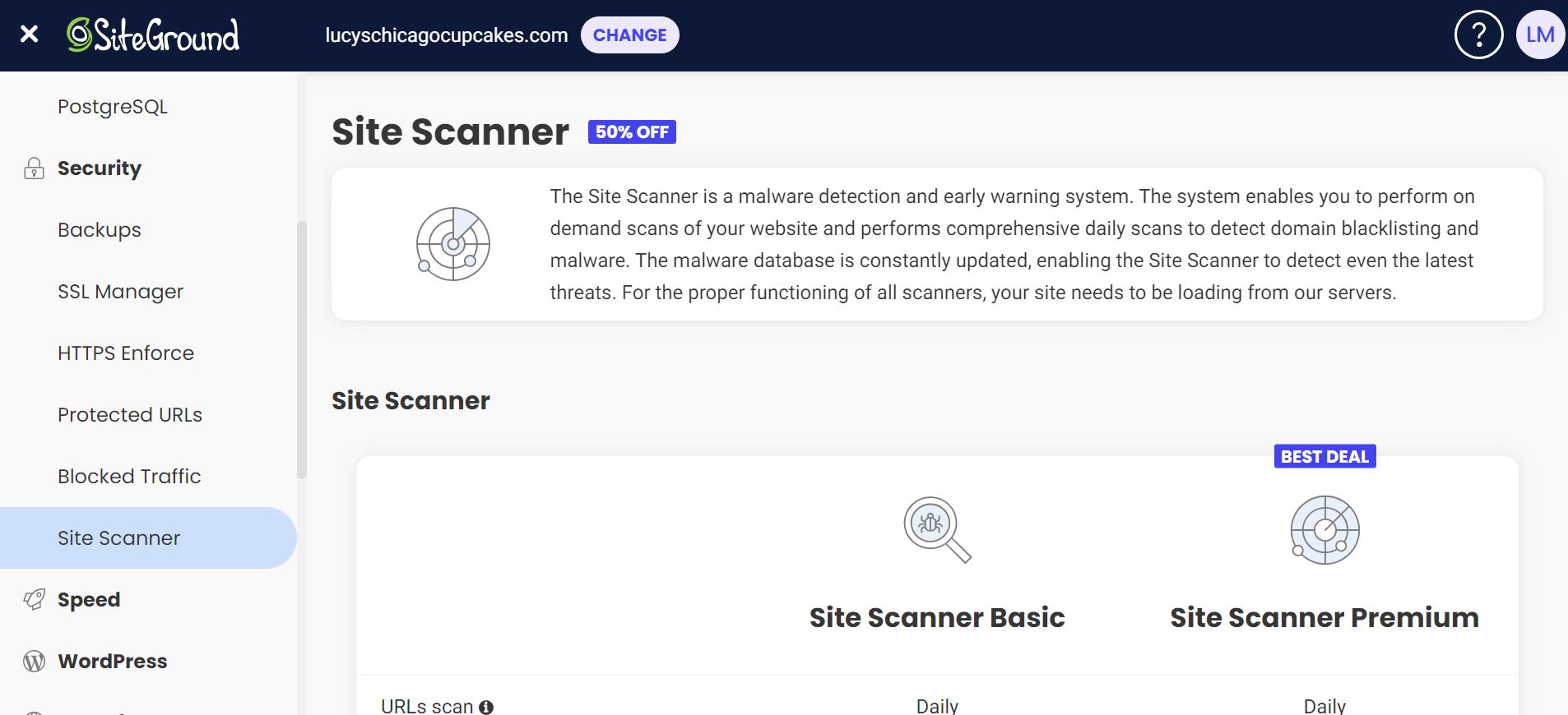 Grammarly.Desktop_plWSl637he SiteGround's site scanner in the dashboard
