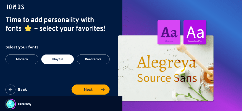 Grammarly.Desktop_q5mAWs8ZmW An AI website builder choice page with selection of color options