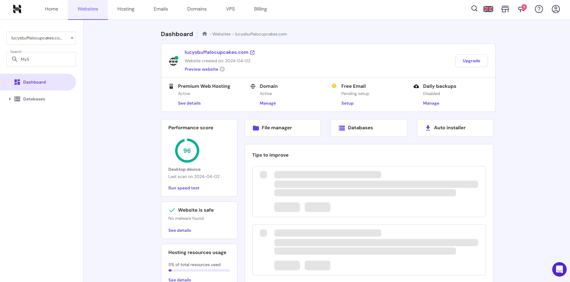 Grammarly.Desktop_wcvYkFXWMe Hostinger's hosting dashboard in pastel purple