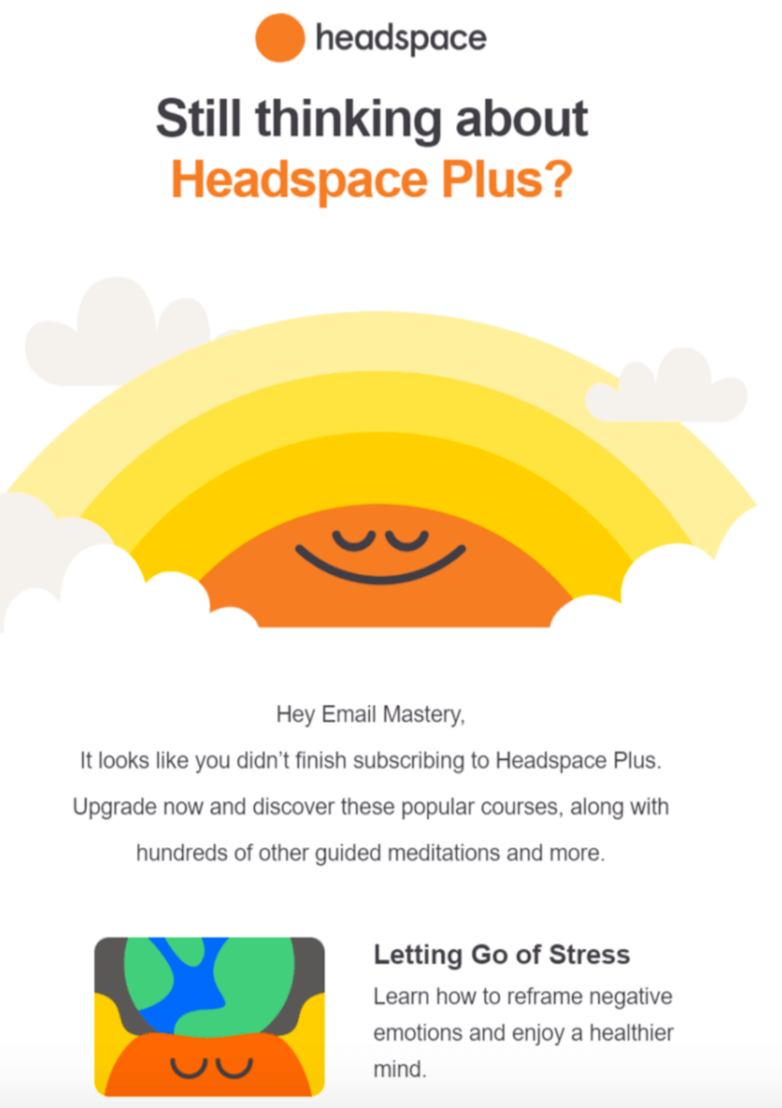 Headspace monthly newsletter example screenshot Headspace monthly newsletter example screenshot