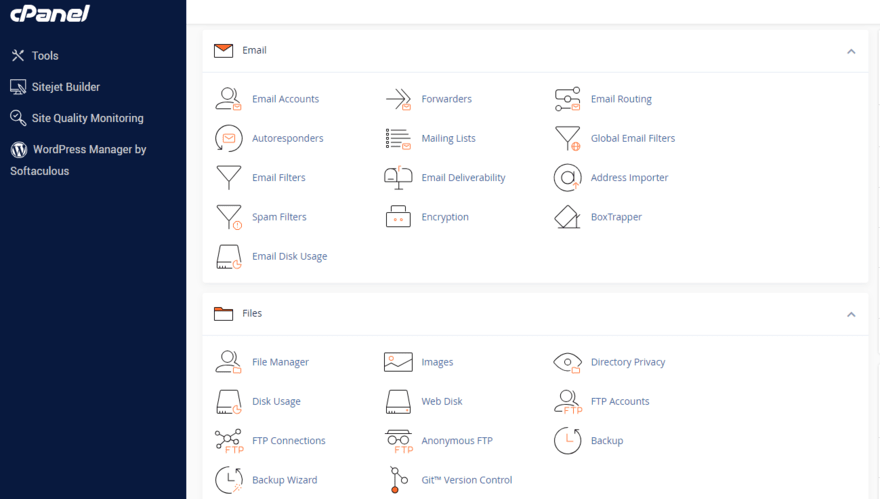 HostGator cPanel HostGator's cPanel dashboard