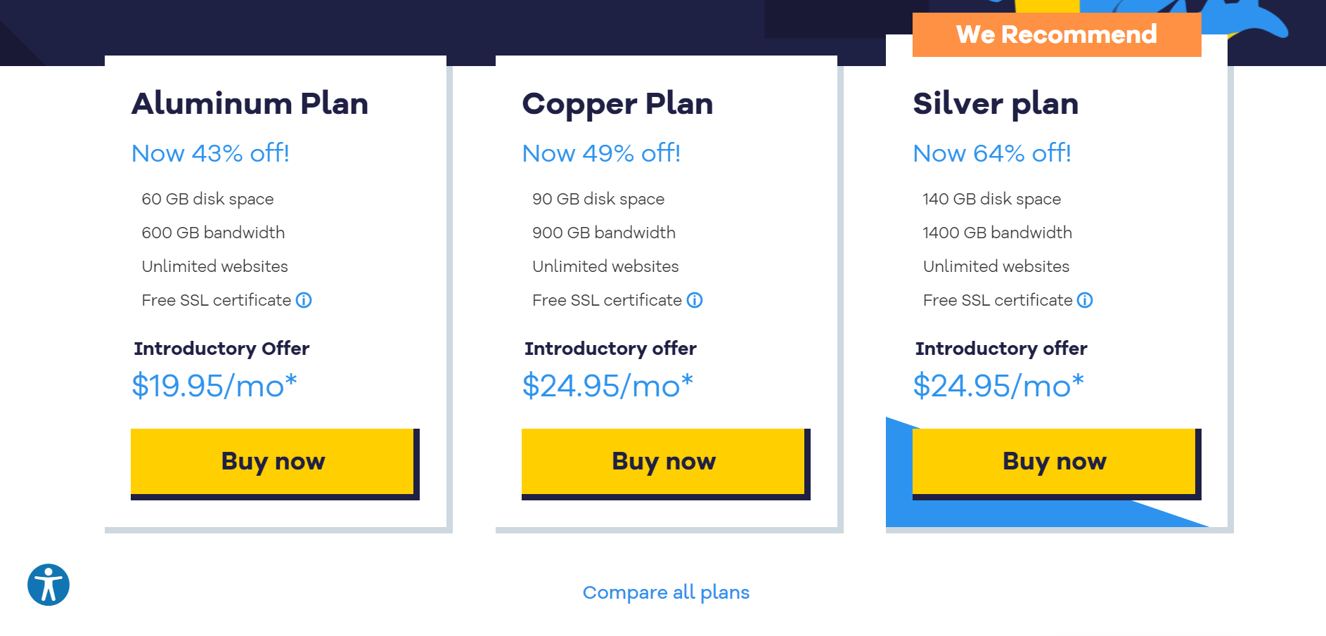 HostGator reseller hosting HostGator three reseller hosting plans showing prices and features