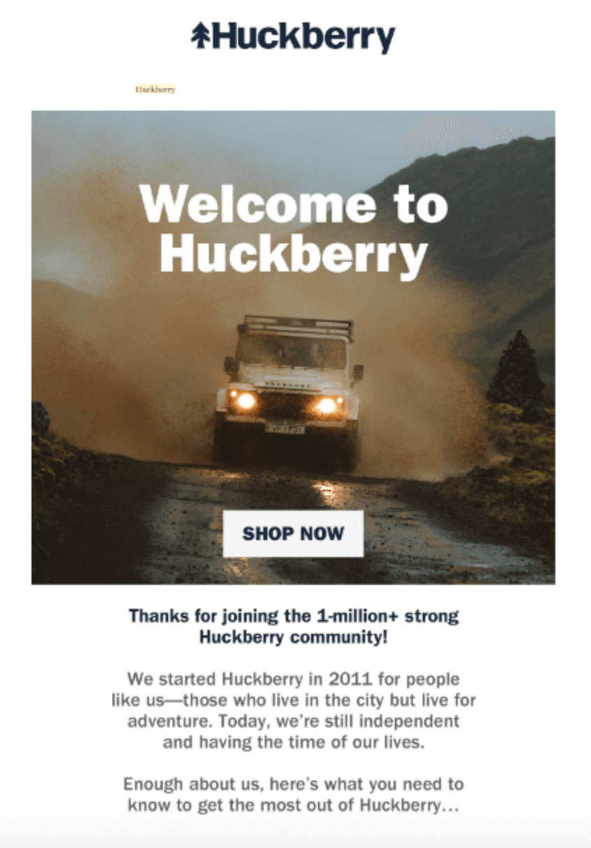 Huckberry monthly newsletter example screenshot Huckberry monthly newsletter example screenshot