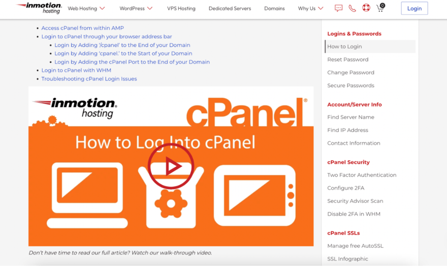 InMotion cPanel support resources InMotion cPanel resources
