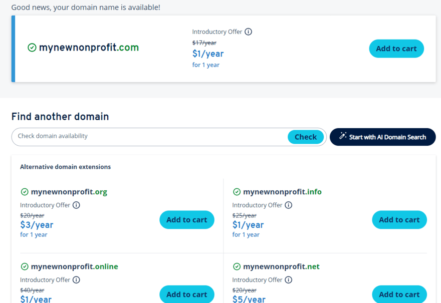 IONOS domain search Domain search with pricing options on IONOS