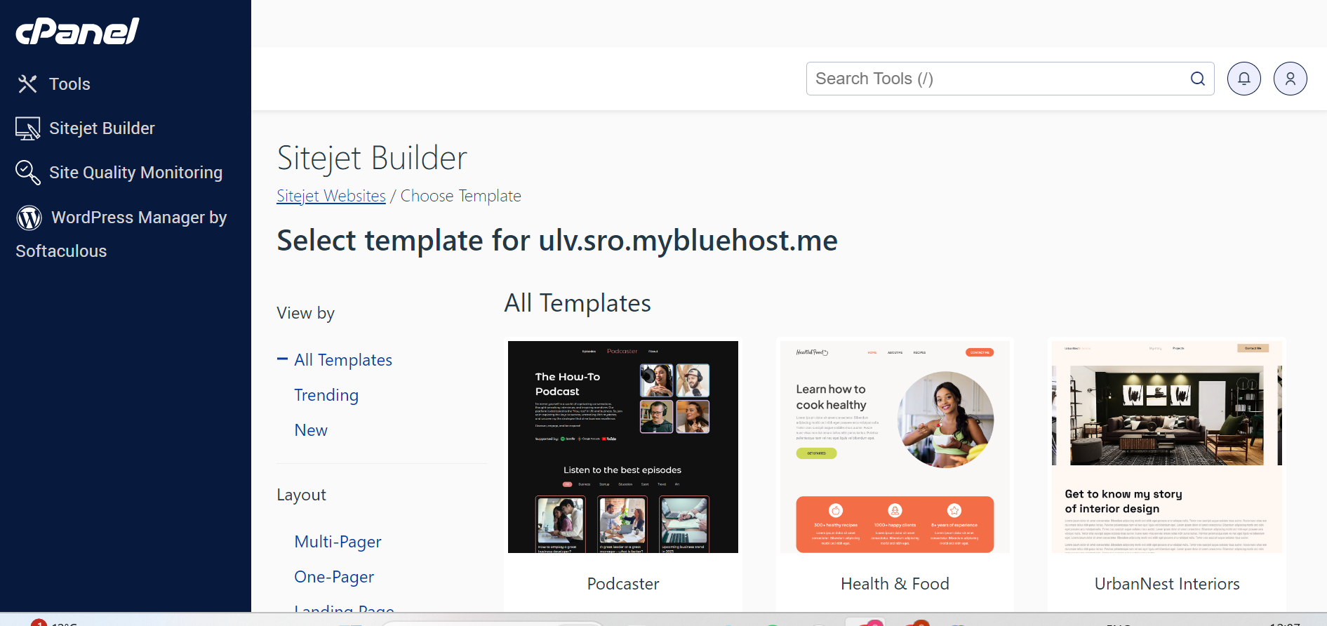 iqiSno1RAe Bluehost cPanel template choice