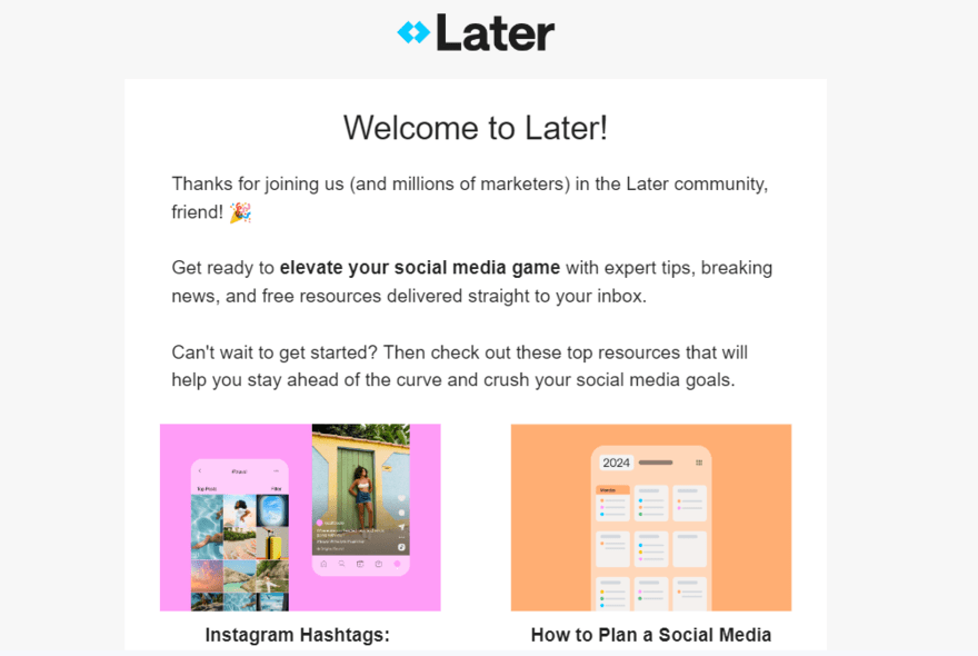 Later Social media newsletter by Later