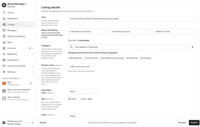list etsy product Etsy product listing