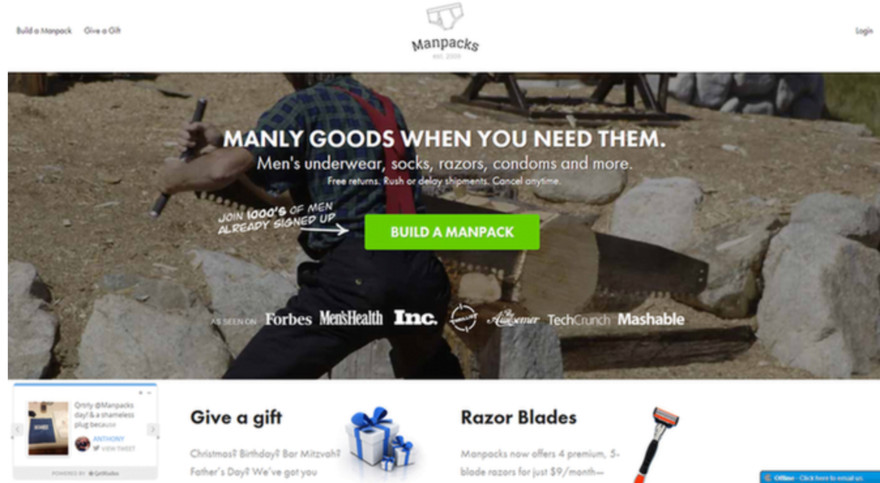 Manpacks Website for Manpacks brand