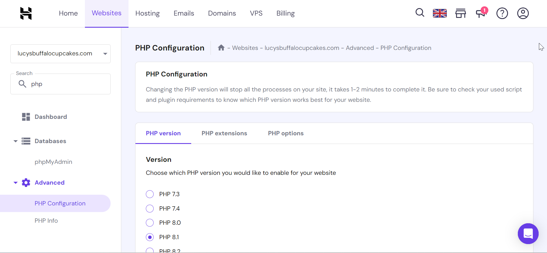 nZ8zEzgkOt PHP configuration in Hostinger