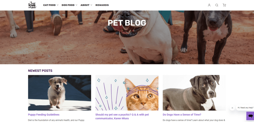 pet blog Pet blog page on I and Love and You's website