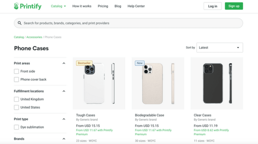 phone case Selection of phone case products on Printify's website