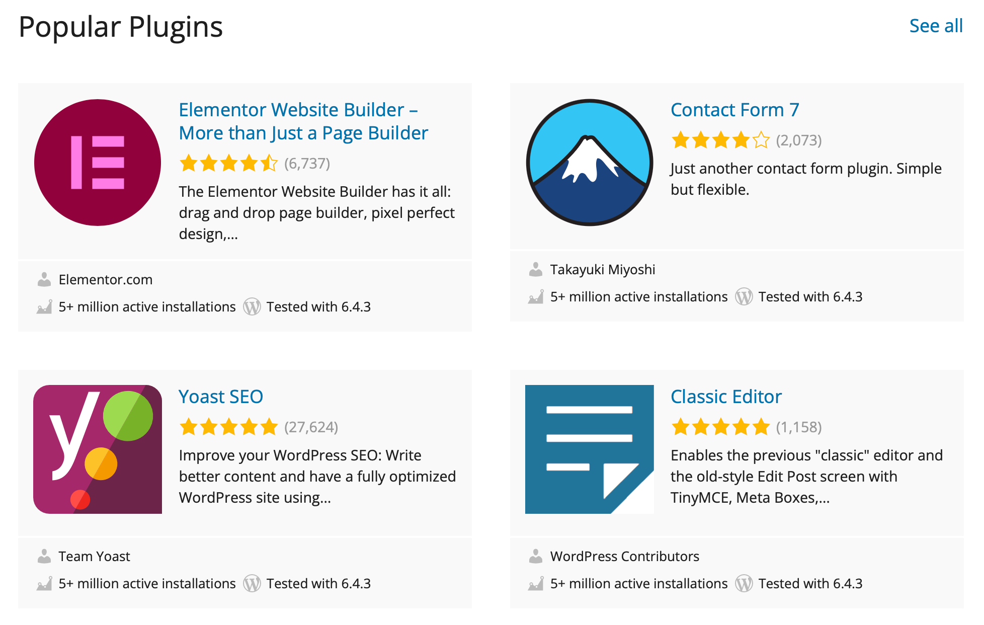 Plugins Plugins available for WordPress.org