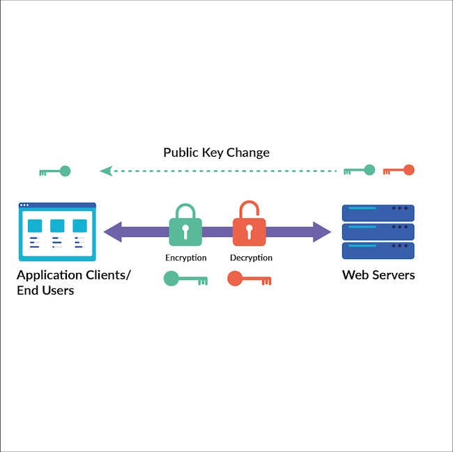 Public key change in SSL Diagram showing public key change in SSL